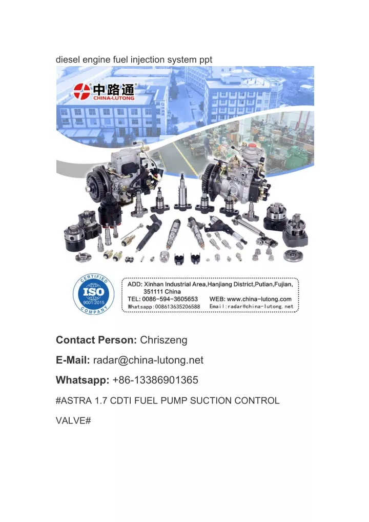 diesel engine fuel injection system ppt