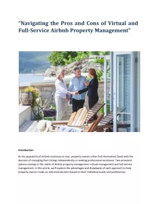 Navigating the Pros and Cons of Virtual and Full-Service Airbnb Property Managem