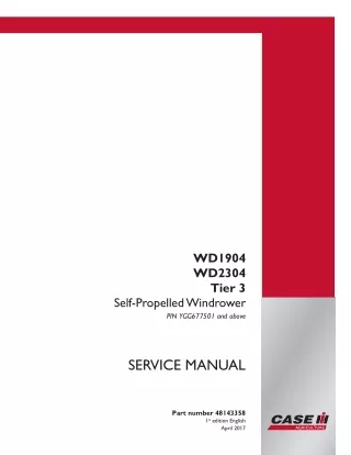 CASE IH WD1904 Tier 3 Self-Propelled Windrower Service Repair Manual (PIN YGG677501 and above)