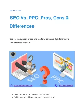 SEO Vs. PPC: Pros, Cons & Differences January 15, 2024