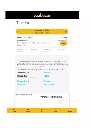 Varanasi to Ballia Bus Price | Varanasi to Ballia Bus Ticket