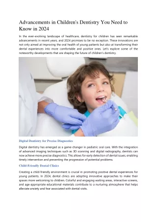Advancements in Childrens Dentistry You Need to Know in 2024