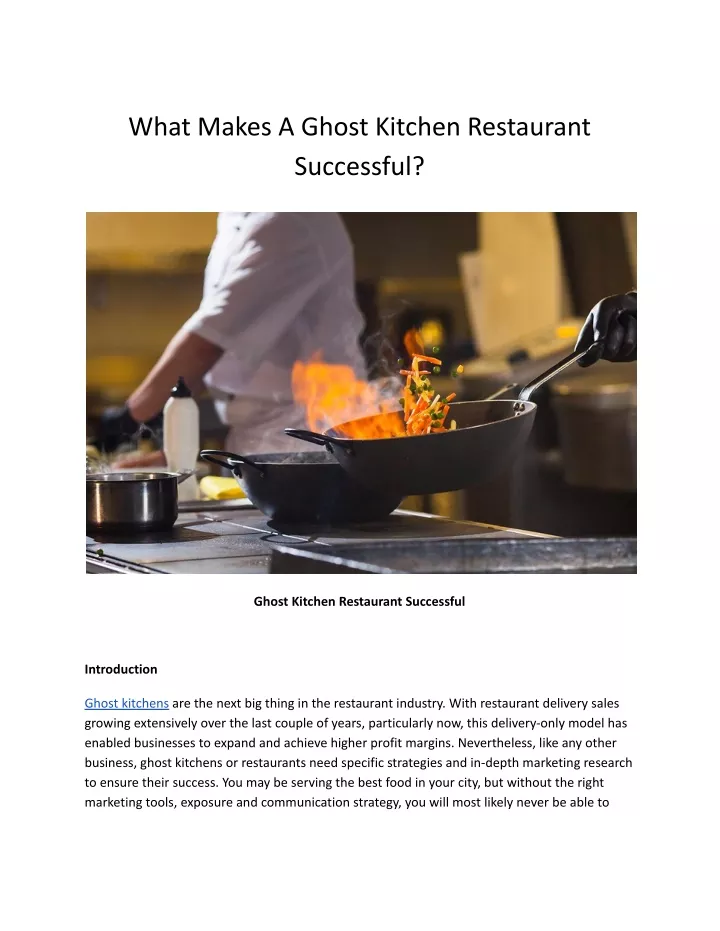 what makes a ghost kitchen restaurant successful