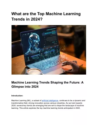 What are the Top Machine Learning Trends in 2024