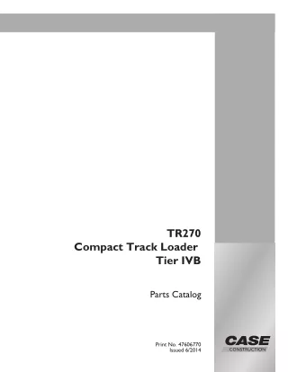 CASE TR270 Compact Track Loader Tier IVB Parts Catalogue Manual