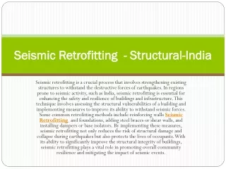 Seismic Retrofitting  - Structural-India