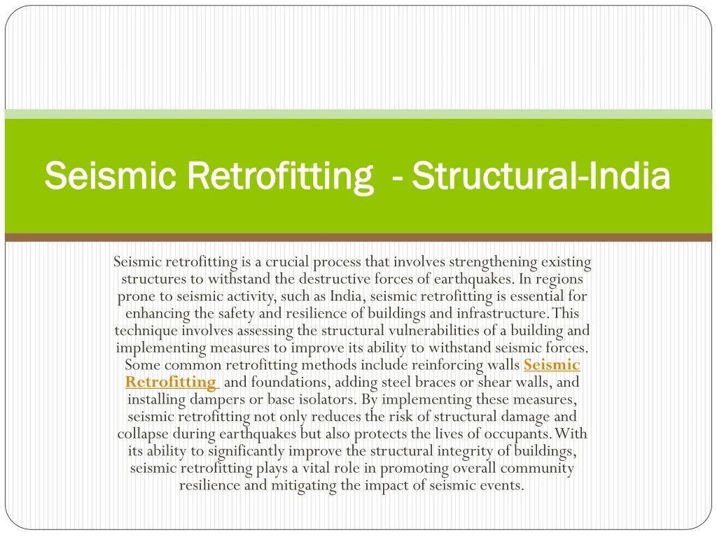 PPT - Seismic Retrofitting - Structural-India PowerPoint Presentation ...
