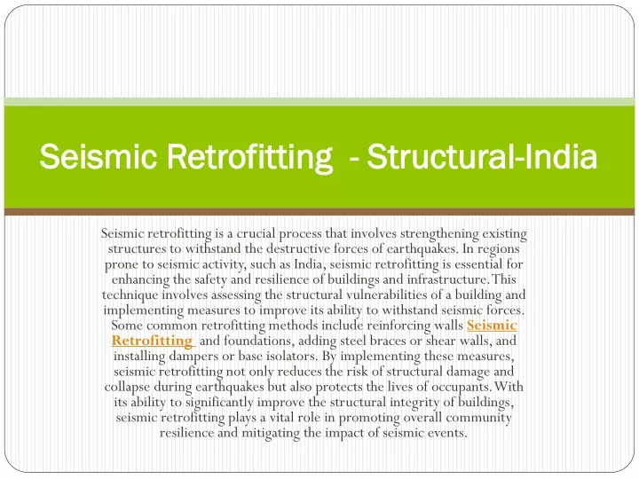 seismic retrofitting structural india