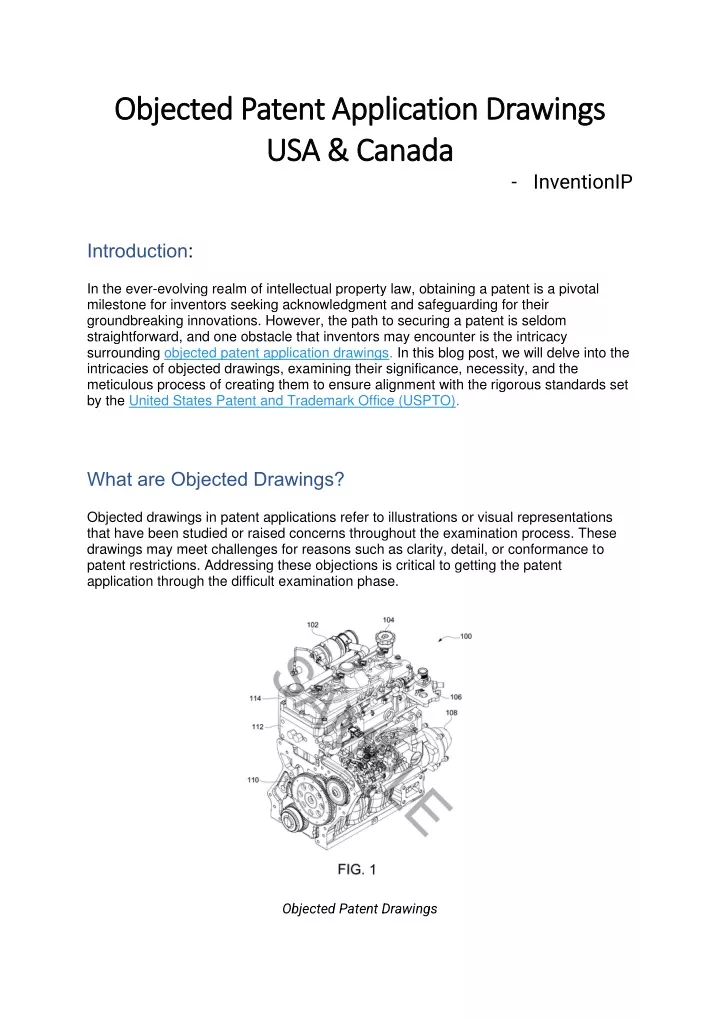 objected patent application drawings objected