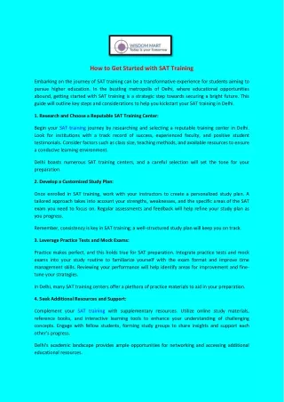 how to get started with sat training