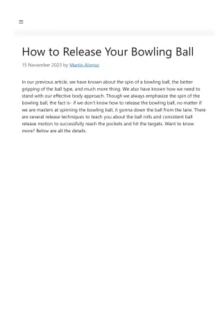how to release your bowling ball