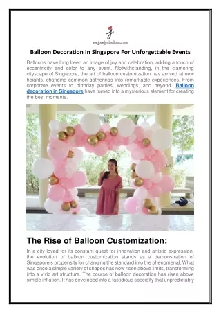 BALLOON DECORATION IN SINGAPORE FOR UNFORGETTABLE EVENTS