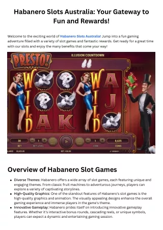 Habanero Slots Australia: Your Gateway to Fun and Rewards!