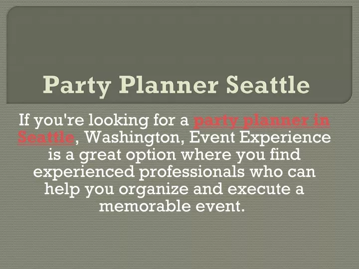 party planner seattle