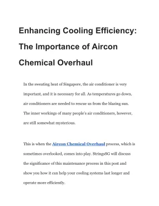 Enhancing Cooling Efficiency_ The Importance of Aircon Chemical Overhaul