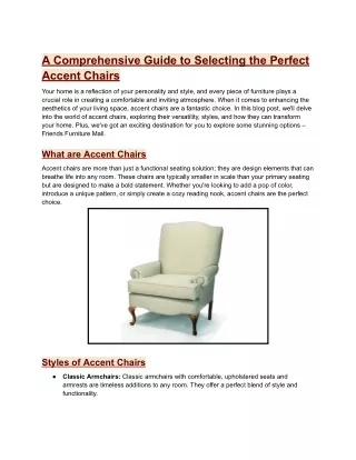 A Comprehensive Guide to Selecting the Perfect Accent Chairs