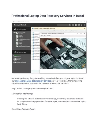 Professional Laptop Data Recovery Services In Dubai