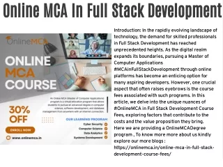 Online MCA In Full Stack Development