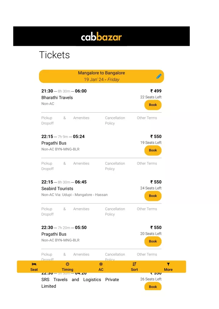 mangalore to bangalore bus tickets