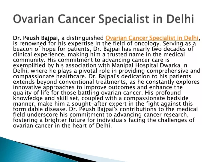 ovarian cancer specialist in delhi