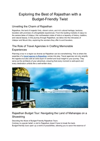 exploring the best of rajasthan with a budget