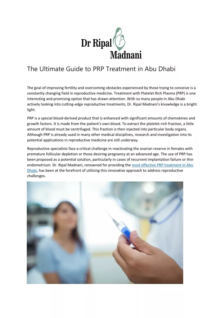 the ultimate guide to prp treatment in abu dhabi