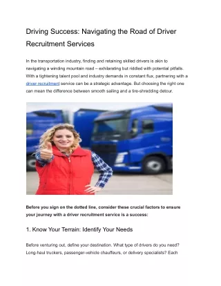 Driving Success_ Navigating the Road of Driver Recruitment Services