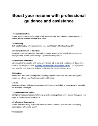 Boost your resume with professional guidance and assistance