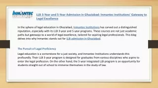 LLB 3-Year and 5-Year Admission in Ghaziabad - Inmantec Institutions' Gateway to Legal Excellence