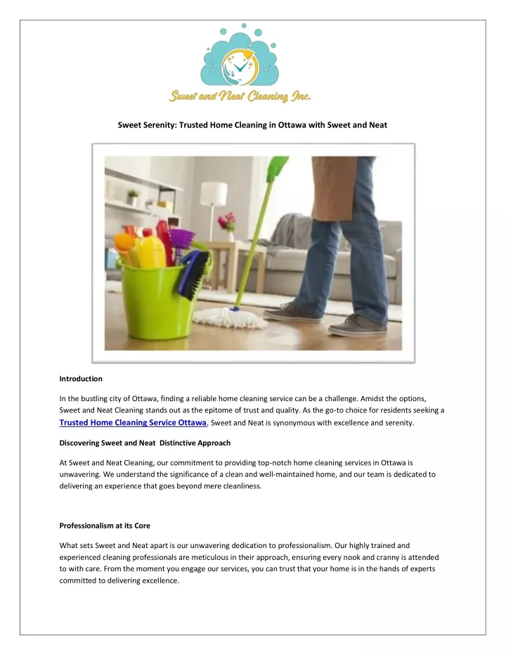 sweet serenity trusted home cleaning in ottawa