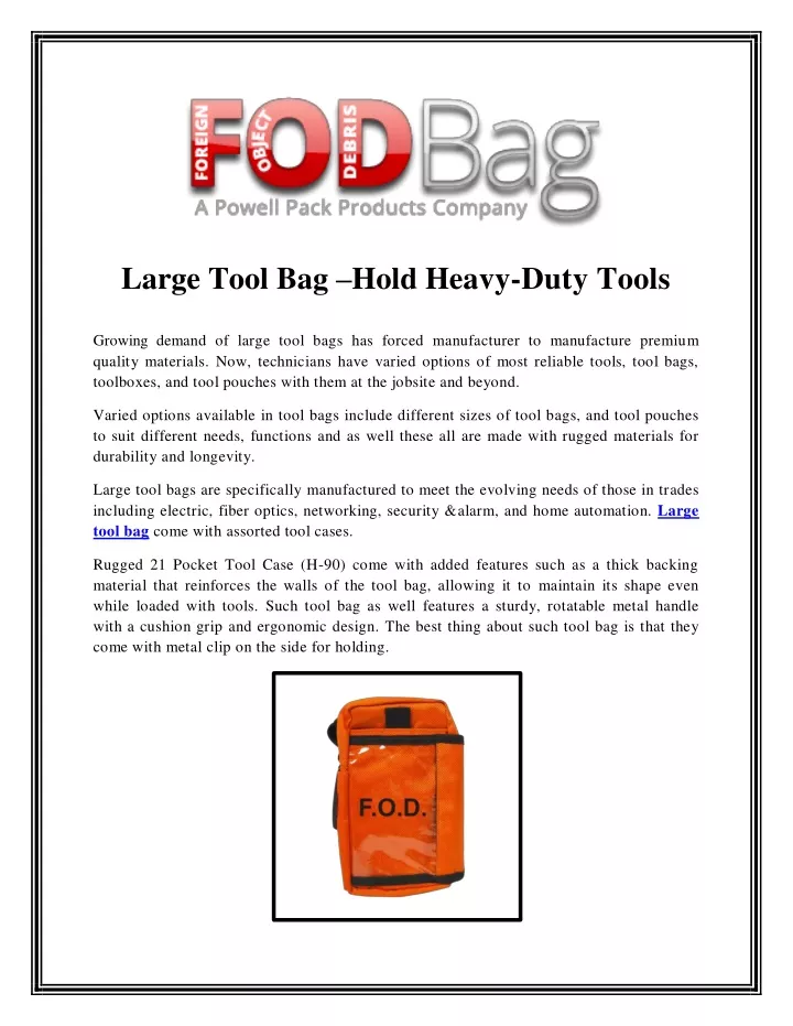 large tool bag hold heavy duty tools growing