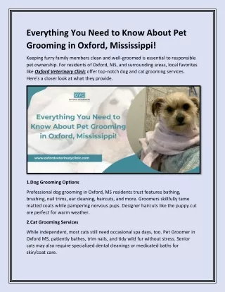 Everything You Need to Know About Pet Grooming in Oxford, Mississippi!