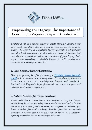 Empowering Your Legacy The Importance of Consulting a Virginia Lawyer to Create a Will