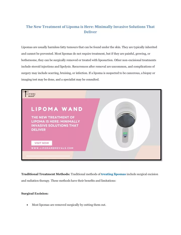 the new treatment of lipoma is here minimally