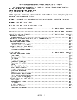 CASE IH STX 330 Tractor Service Repair Manual