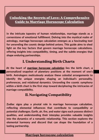 Unlocking the Secrets of Love: A Comprehensive Guide to Marriage Horoscope Calcu