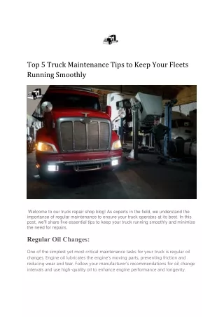 Top 5 Truck Maintenance Tips to Keep Your Fleets Running Smoothly