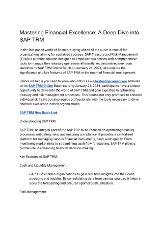 A Deep Dive into SAP TRM