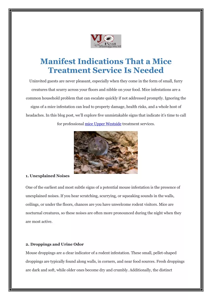 manifest indications that a mice treatment