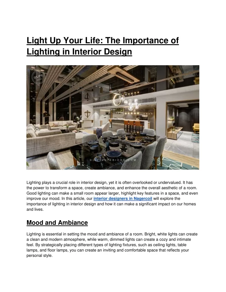 light up your life the importance of lighting