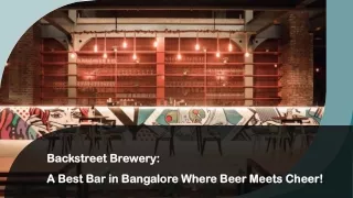Backstreet Brewery: A Top Bar in Bangalore Where Beer Meets Cheer!