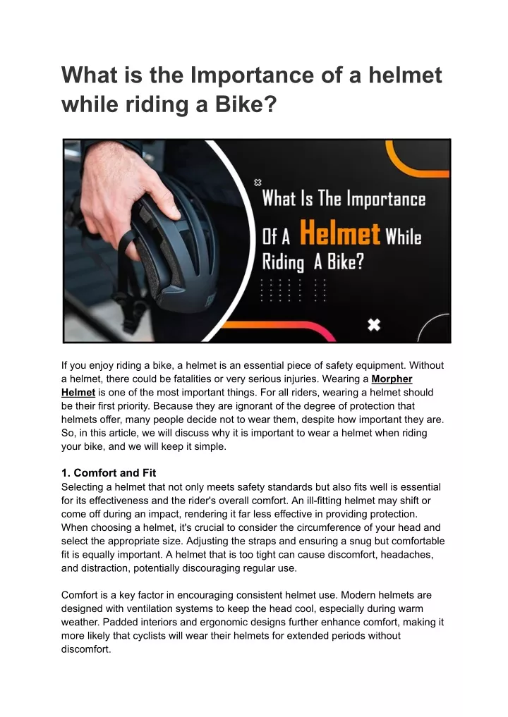 what is the importance of a helmet while riding