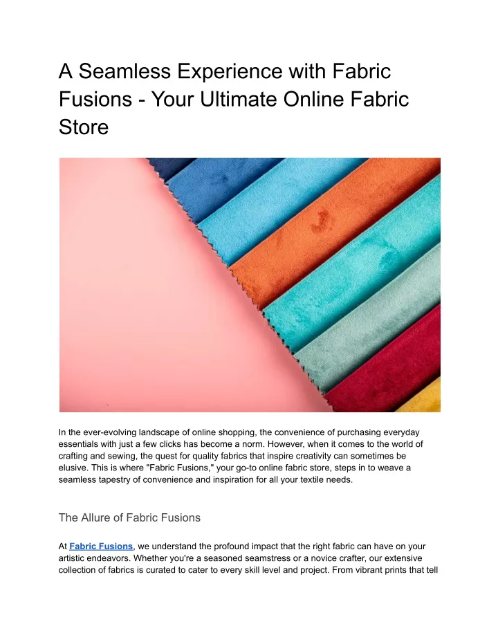 a seamless experience with fabric fusions your