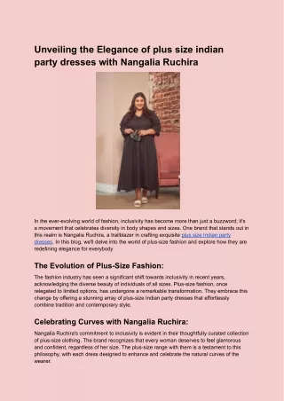 Unveiling the Elegance of plus size indian party dresses with Nangalia Ruchira