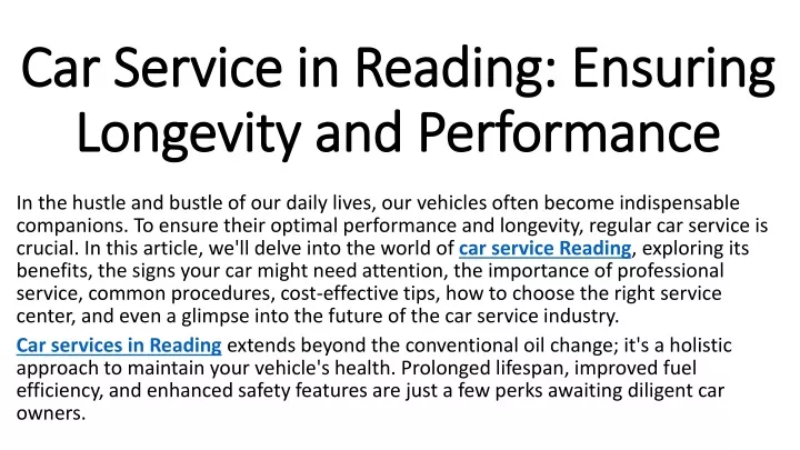 car service in reading ensuring longevity and performance