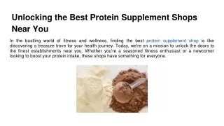 Unlocking the Best Protein Supplement Shops Near You