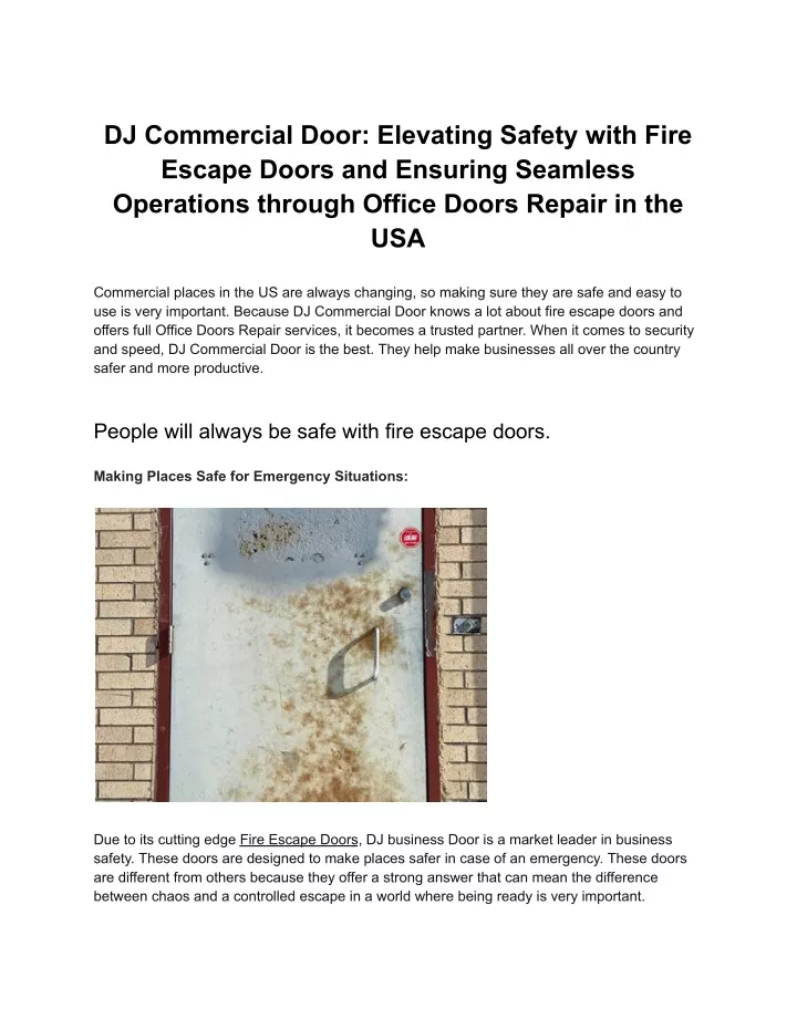 dj commercial door elevating safety with fire