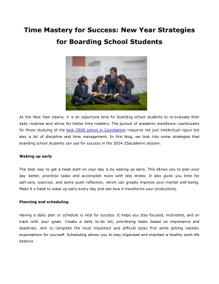 Time Mastery for Success New Year Strategies for Boarding School Students