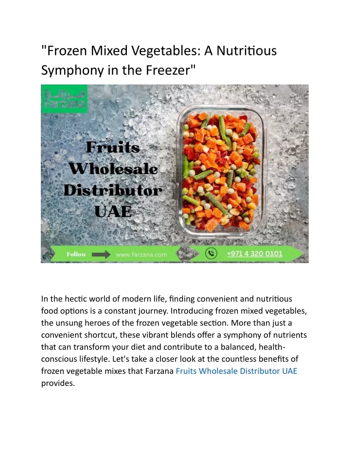 frozen mixed vegetables a nutritious symphony