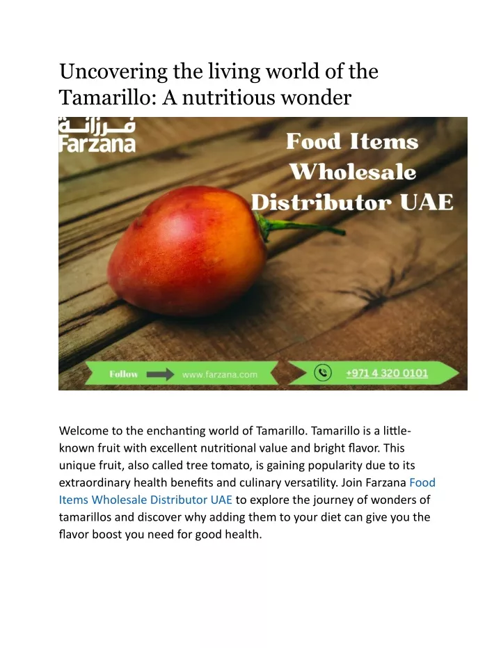 uncovering the living world of the tamarillo
